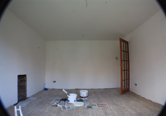 Room reboarded and skimmed and painted in matt white to finish.